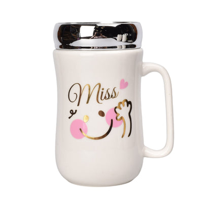 MUG POCILLO CERAMICA TAPA ESPEJO 450ML