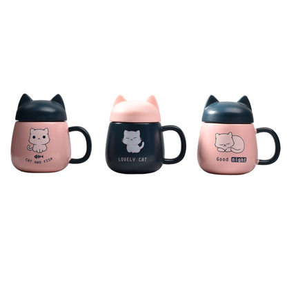 MUG POCILLO CERAMICA CON TAPA DISEÑO GATO