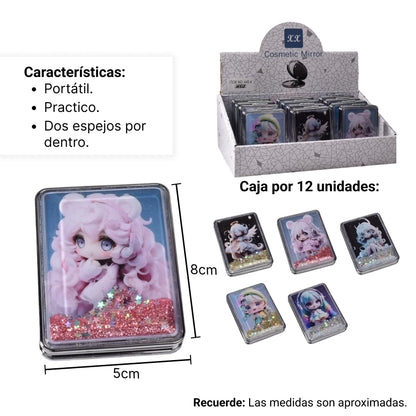 ESPEJO PLASTICO CUADRADO CARTERA DIM:6CM