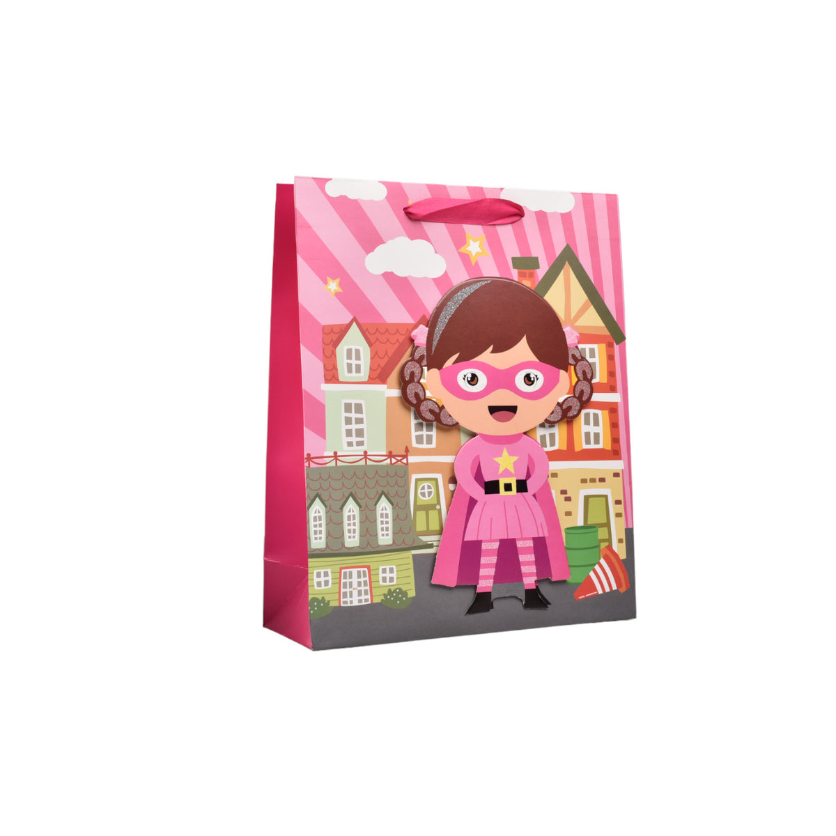 bolsa regalo en papel superheroe tamaño mediano