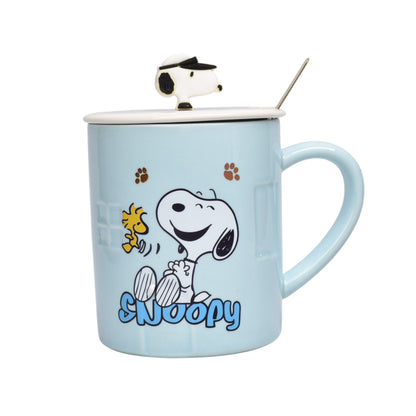 MUG POCILLO CERAMICA PERSONAJE CON TAPA Y CUCHARA 380ML DIM:10X8