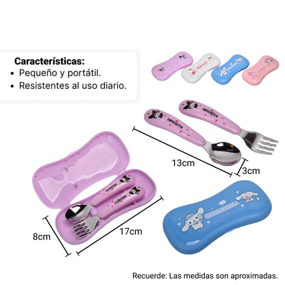 SET CUBIERTOS PORTATIL PERSONAJE DIM:17X7X2