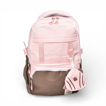 MALETA MORRAL NEGRO ROSADO Y LILA POLIESTER DIM:45X30X12