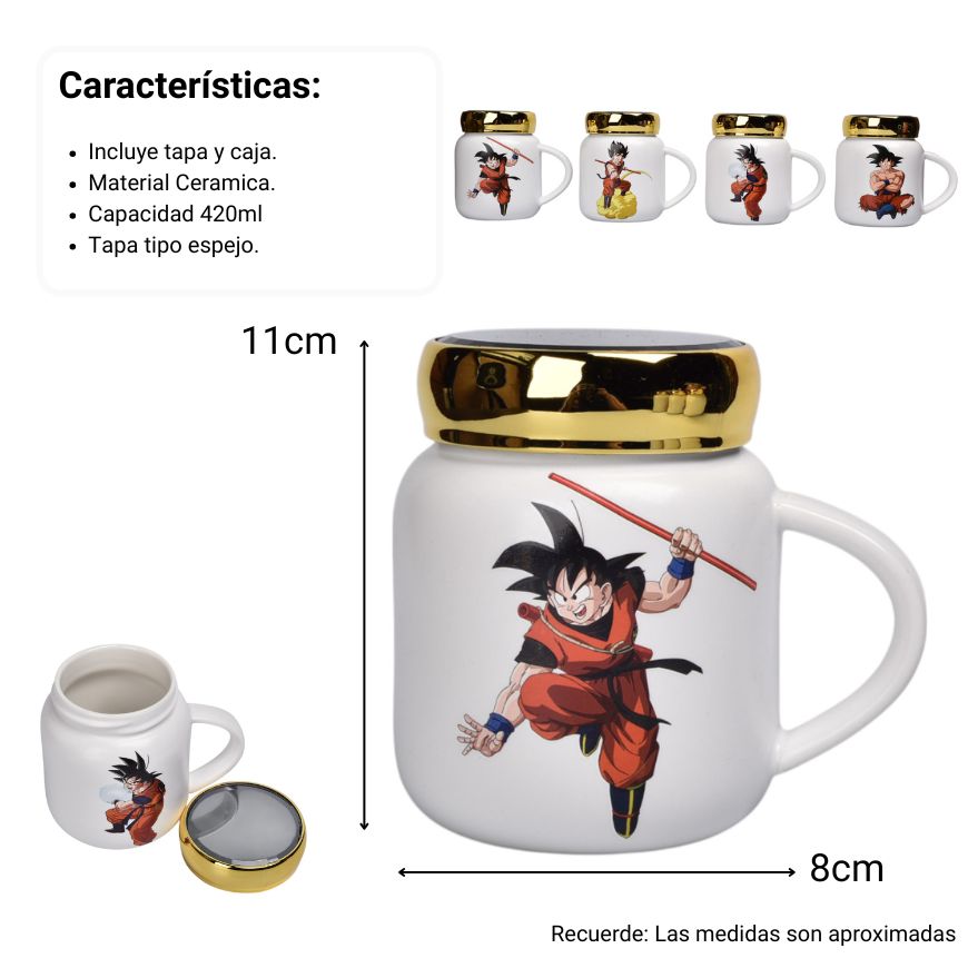 mug pocillo ceramica personaje con tapa espejo 420ml