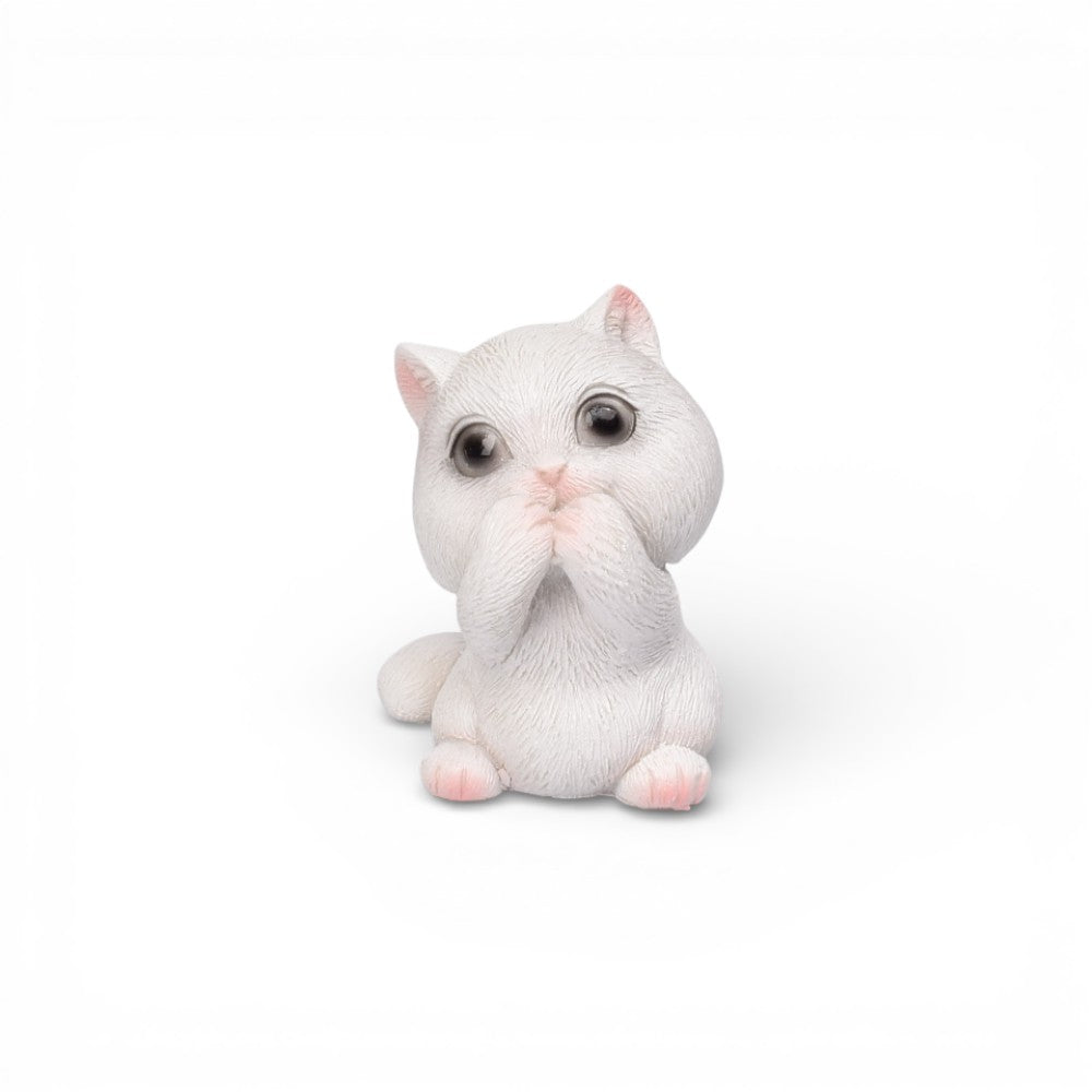 adorno resina blanco diseño gato dim:3x5x3