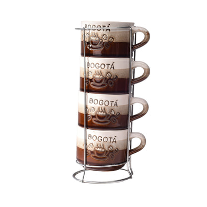 SET 4PCS POCILLOS CON BASE CERAMICA MEDIANO