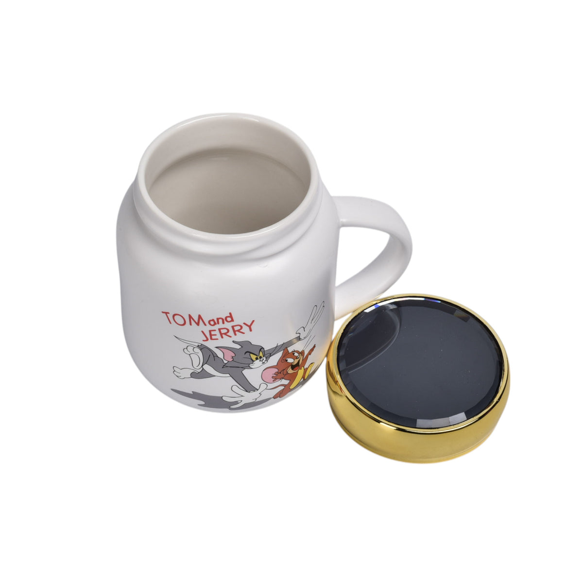 mug pocillo ceramica personaje con tapa espejo 420ml