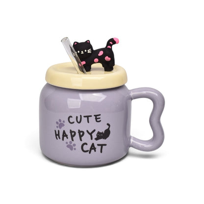 MUG POCILLO CERAMICA CON TAPA Y PITILLO 400ML
