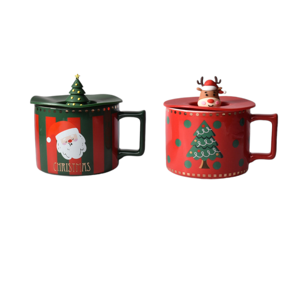 mug pocillo ceramica de navidad con tapa