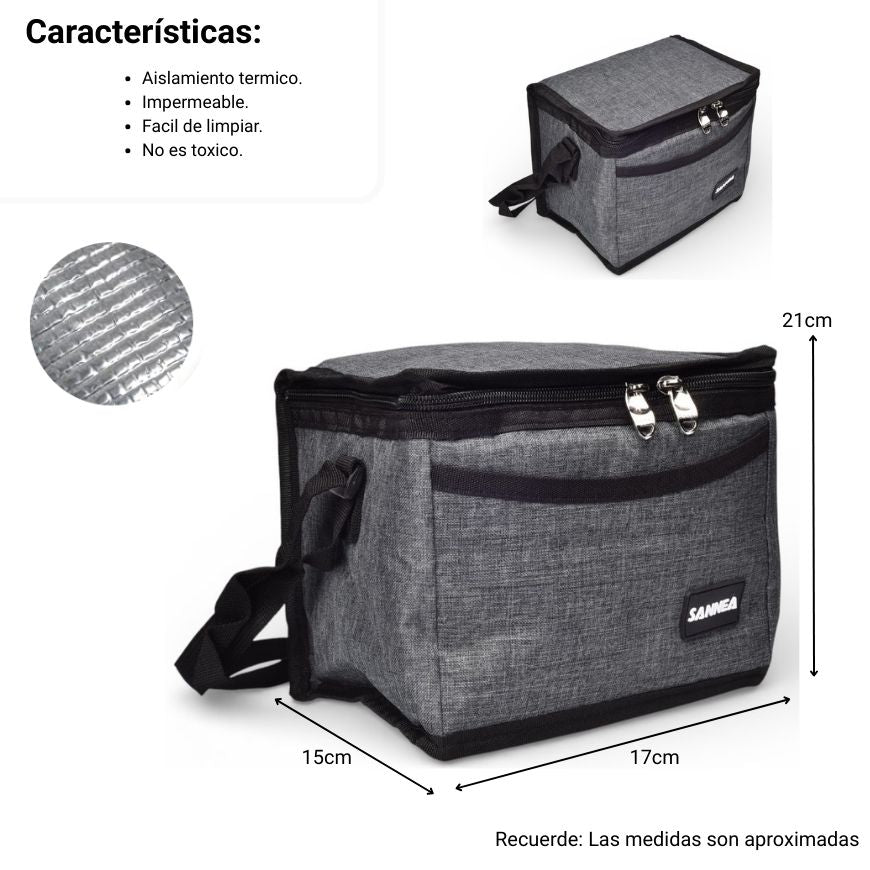 lonchera termica poliester para almuerzo dim:21x15x16