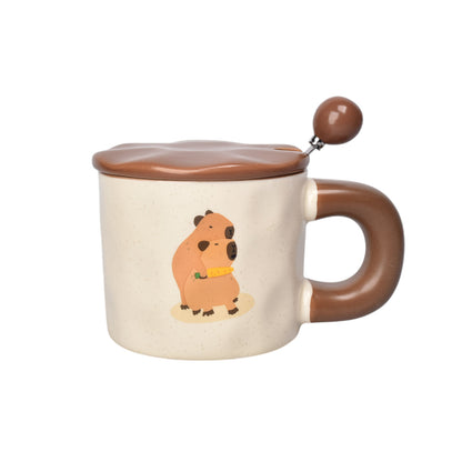 MUG POCILLO CERAMICA CON CUCHARA DISEÑO CAPYBARA 300ML DIM:8X8X9