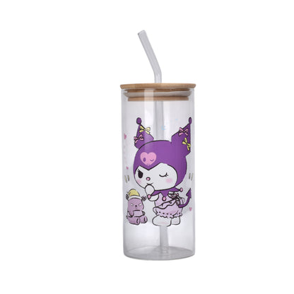 BOTELLA DE VIDRIO 400ML TRANSPARENTE PERSONAJE DIM:14X6