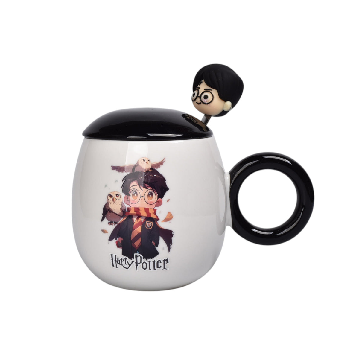 mug pocillo con tapa ceramica personaje 380ml dim:10x6