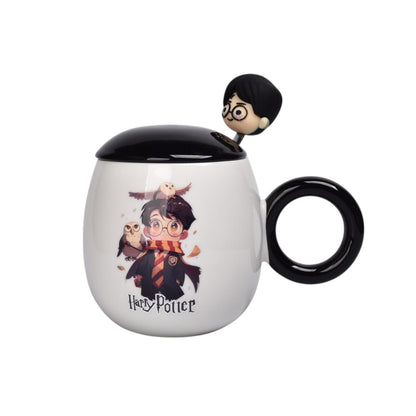 MUG POCILLO CON TAPA CERAMICA PERSONAJE 380ML DIM:10X6