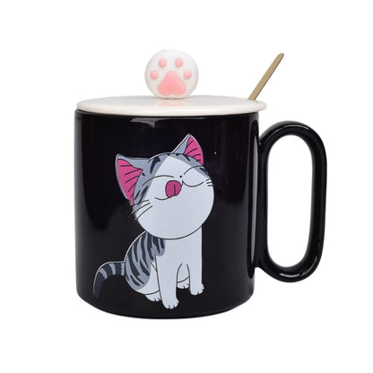 MUG POCILLO CERAMICA DISEÑOS GATOS CON CUCHARA 420ML DIM:9X8