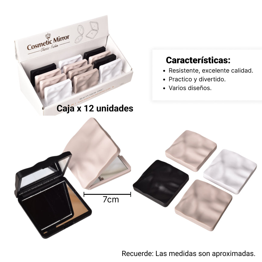espejo vidrio sintetico plastico cuadrado cartera varios dis