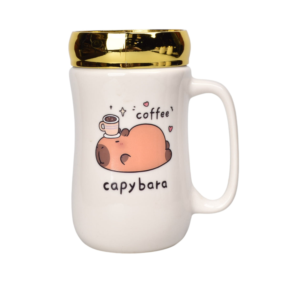 mug pocillo ceramica tapa espejo capybara 380ml