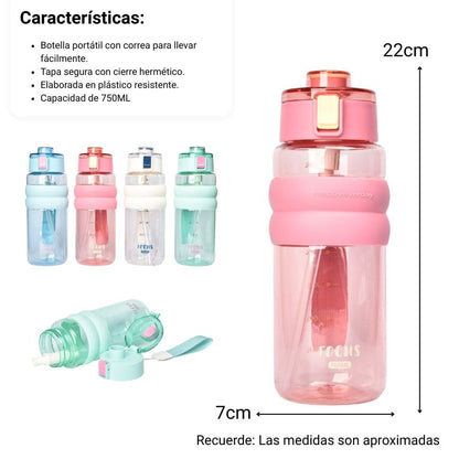 BOTELLA DE AGUA 750ML PLASTICA