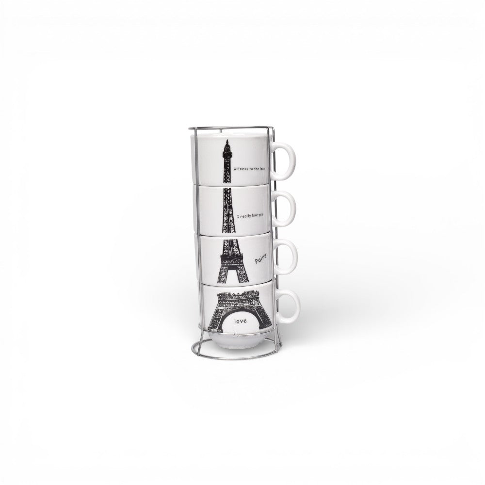 pocillo set 4pcs ceramica con base  160ml dim:7x7x6
