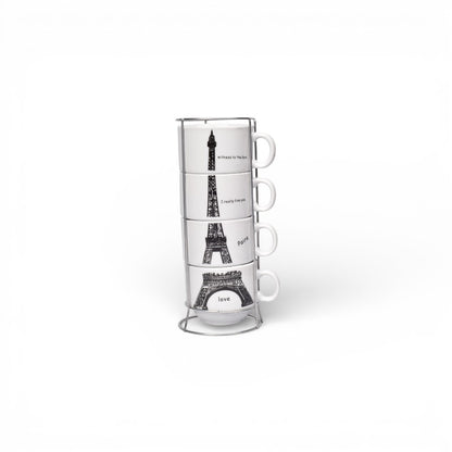 POCILLO SET 4PCS CERAMICA CON BASE  160ML DIM:7X7X6