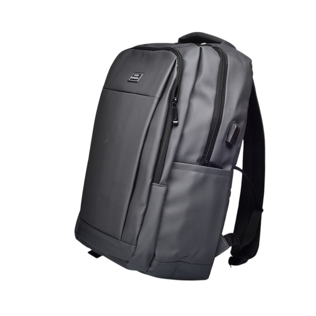 maleta morral poliester negro y gris dim:44x32x14