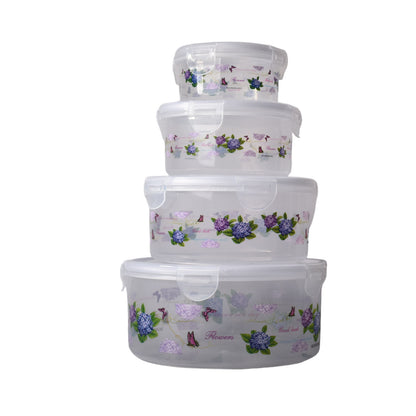 SET POR 4UND RECIPIENTES PLASTICO TRANSPARENTE REDONDO