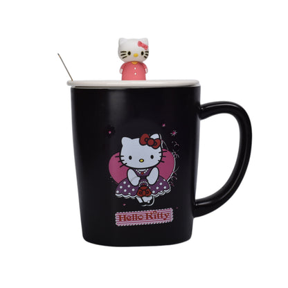 MUG POCILLO CERAMICA PERSONAJE CON TAPA DE 420ML