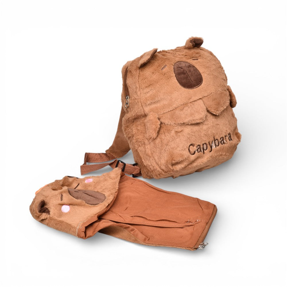 maleta morral capybara peluche poliester dim:29x25x7