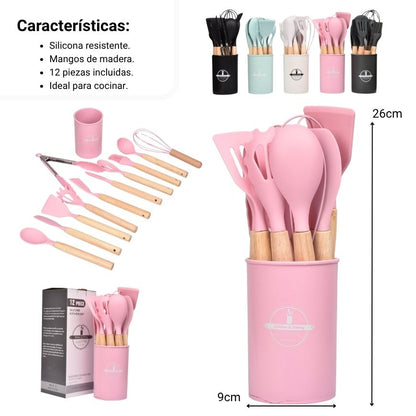 SET DE COCINA EN SILICONA DIM:10X10X26CM