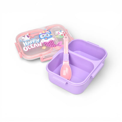 PORTACOMIDA PLASTICO 880ML CON DIVISION Y CUBIERTO DIM:19X14X6
