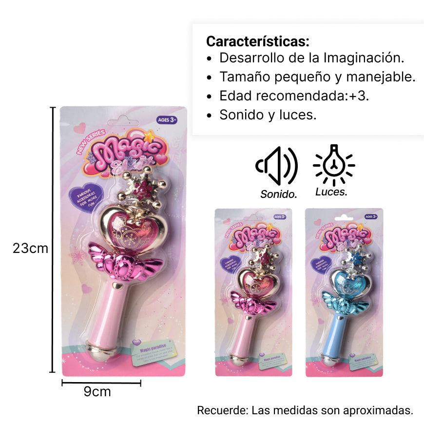 juguete varita de princesa magica de plastico luces sonido