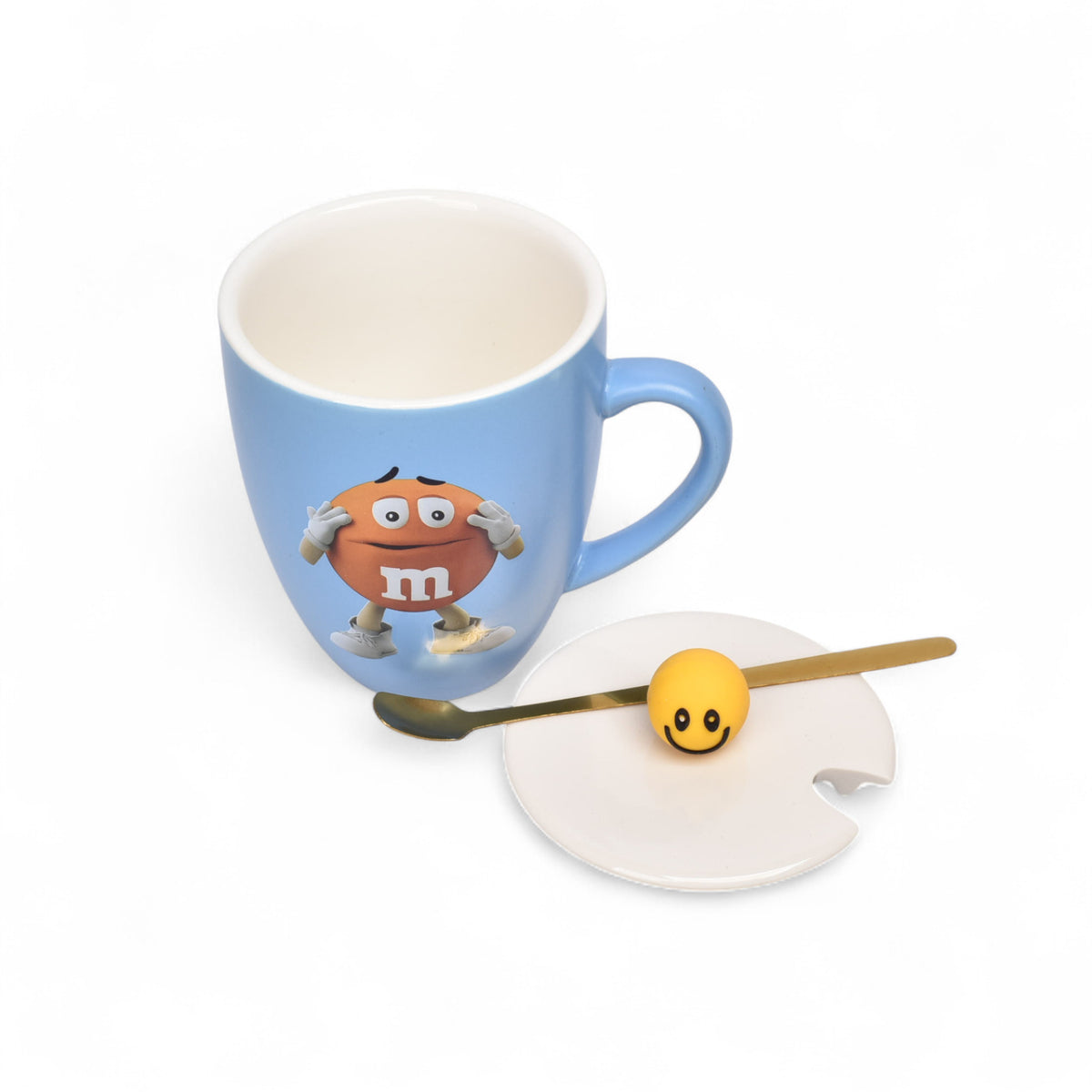 mug pocillo ceramica personaje con tapa y cuchara 400ml dim:10x9