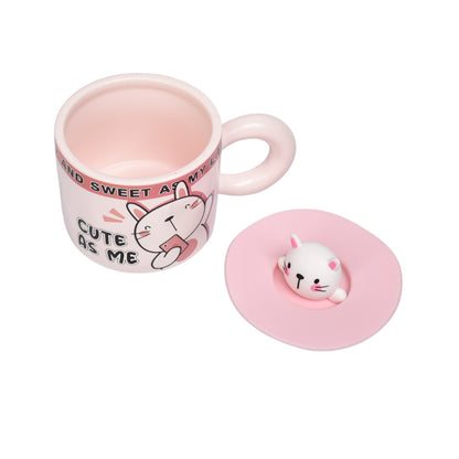 MUG POCILLO CERAMICA DISEÑOS DE GATOS CON TAPA DIM:9X9X7