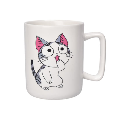 MUG POCILLO CON TAPA CERAMICA Y CUCHARA 400ML DIM:8X8X10