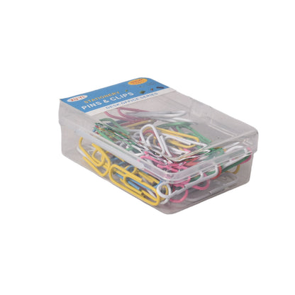 CAJA PLASTICA DE CLIPS METAL POR 50 UNIDADES VARIOS COLORES