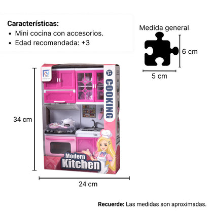 MINI COCINA MUÑECAS CON ACCESORIOS DIM:23x33x8