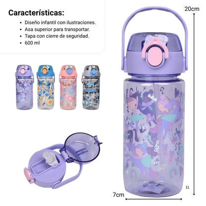 BOTELLA DE AGUA PLASTICO 600ML