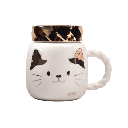 MUG POCILLO DE GATO CON TAPA CERAMICA