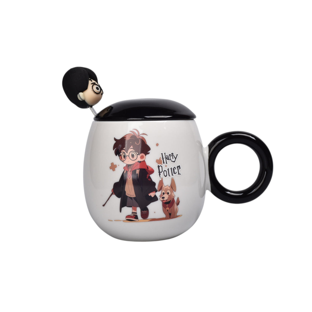 mug pocillo con tapa ceramica personaje 380ml dim:10x6