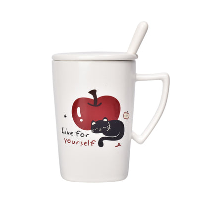MUG POCILLO CERAMICA CON TAPA 360ML DIM:11X8X8