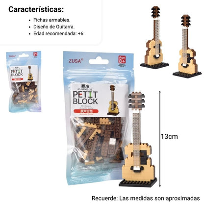 FICHAS PEQUEÑAS DE ARMAR GUITARRA PARA NIÑOS PLASTICO DIM:10X18X2