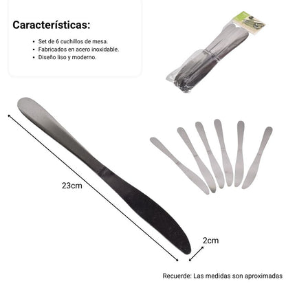 CUCHILLO X 6UND METAL ACERO INOXIDABLE DIM: 23