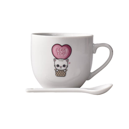 POCILLO CERAMICA CON CUCHARA DIM: 7x7x6