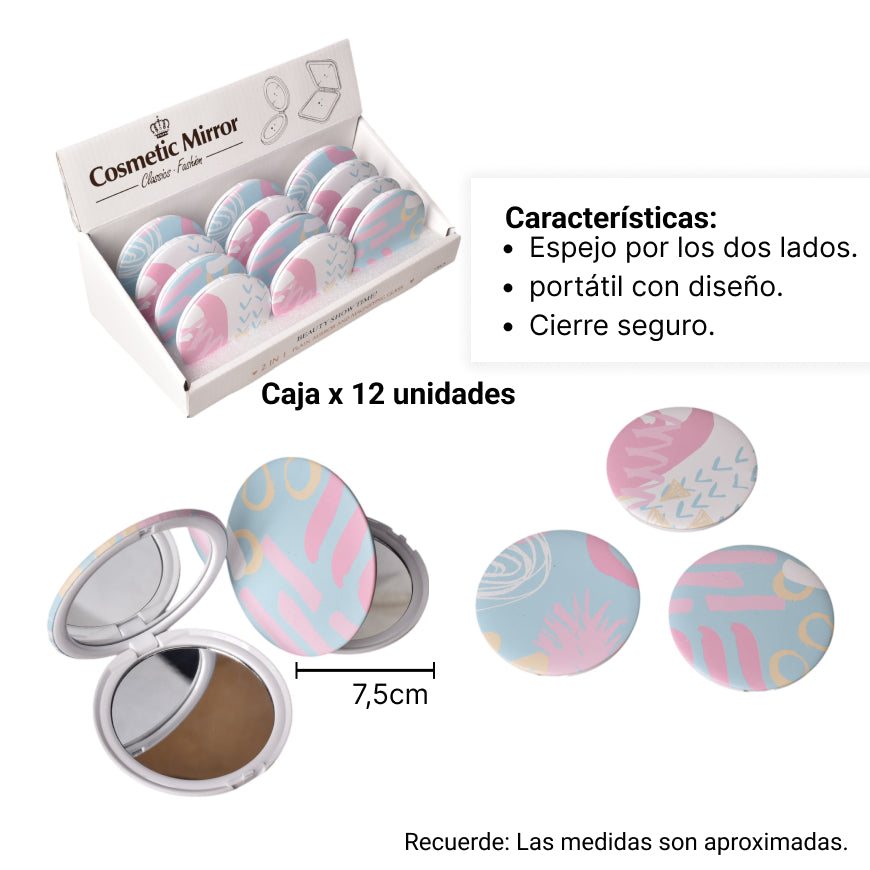 espejo vidrio sintetico plastico pequeño cartera varios dise